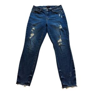 Judy Blue Relaxed Fit Distressed Mid Rise Dark Wash Jeans - Size 11/30